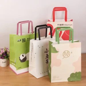 Custom Luxury Craft Gift Brown White Packaging Bolsa De Papel Printed Shopping Bag Kraft Paper Bags with Your Own logo