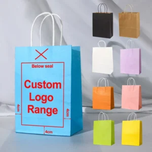 Custom Luxury Craft Gift Brown and White Printed Kraft Paper Shopping Bag with Your Own Logo