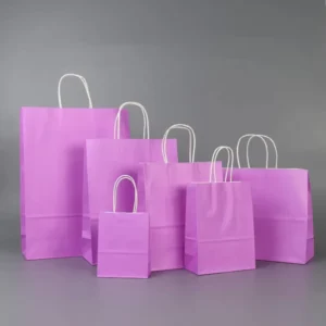 Custom Luxury Craft Gift Brown and White Printed Kraft Paper Shopping Bags with Your Own Logo