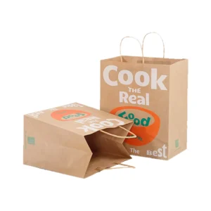 Custom Luxury Eco-Friendly Biodegradable Durable Heavy-Duty Shopping Bags with Custom Logo, Cotton Rope Handles, for Fast Food