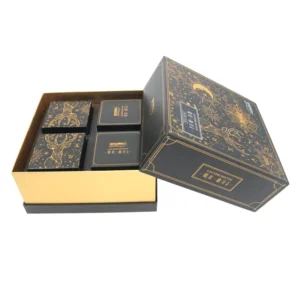 Custom Luxury Gold Stamping Paper Cardboard Mooncake Gift Packaging Chocolate Macaron Cookies Packaging Box with Divider Tray