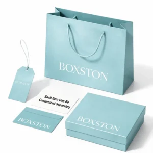 Custom Luxury Packaging Set with Envelope, Hang Tag, Card, Rigid Gift Box, Lid Box and Paper Gift Bag for Apparel