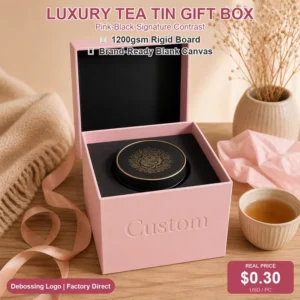 Custom Luxury Paper Tea Packaging Box Lid and Base Rigid Cardboard with Embossed Logo Eco-Friendly Premium Gift