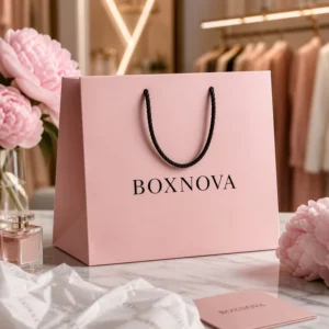Custom Luxury Pink Matte Paper Shopping Bag Black Cotton Rope Handle Multi Size Logo for Clothing Boutique Shoes Jewelry Gift