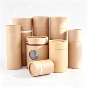 Custom Luxury Round Cylinder Coffee Bean Tea Canister Box Food Grade Kraft Paper Tube Packaging With Window