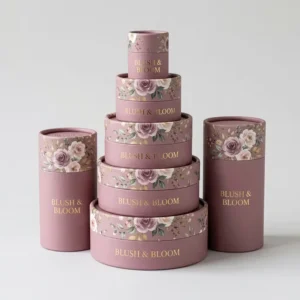 Custom Luxury Skincare Gift Set Round Paper Tube Cylinder Box for Face Cream Serum Eye Cream Custom Beauty Brand Packaging