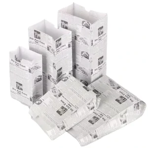 Custom Made Flexo Printed Recyclable White Brown Takeout Takeaway Fast Food Kraft Paper Bag for Restaurant Packaging