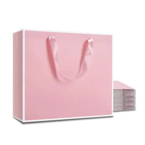 Custom Made Handmade Printed Logo Luxury Boutique Retail Gift Coated Paper Bag Jewelry Packaging Shopping Ribbon Handle