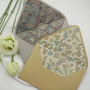 Custom Made Invitation Paper Envelopes with Printed Lining for Gift Packages and Greeting Cards