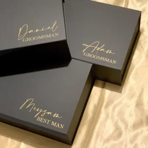 Custom Magnetic Black Perfume Gift Box with Satin Lining