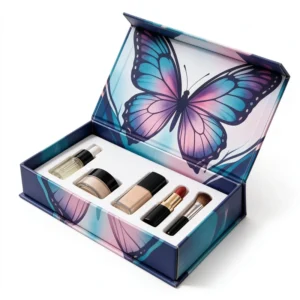 Custom Magnetic Book-Shaped Rigid Cosmetic Gift Box with Foam Insert