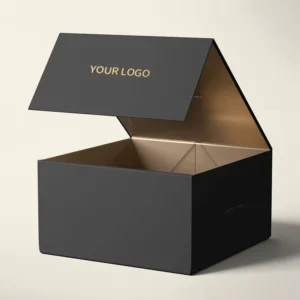 Custom Magnetic Cardboard Hardcover Rigid Black Gift Packaging Box for Gift Sets