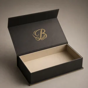 Custom Magnetic Closure Flip Top Book Box with Gold Foil Stamping for Gift Packaging