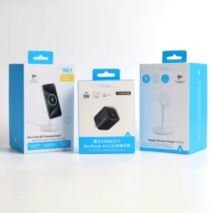Custom Magnetic Closure Rigid Paper Box with Spot UV, Foil Stamping, Window and Handle for Tech Gadgets