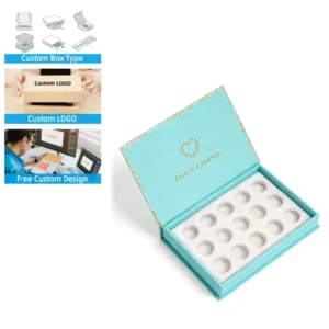 Custom Magnetic Rigid Paperboard Essential Oil and Skincare Gift Box with White Sponge Insert