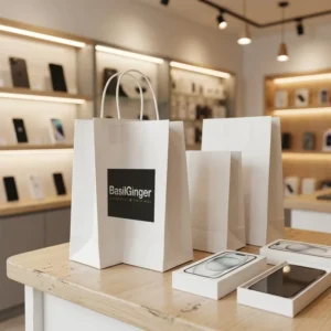 Custom Matte Laminated Paper Bags with Handles for Restaurant Party Gift Retail Shopping