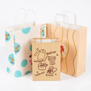 Custom Matte Solid-Color Recyclable Kraft Paper Gift Shopping Bags with Handles