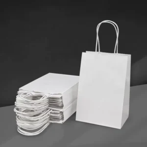 Custom Mini Brown Black Kraft Paper Carry Bag With Handle For Supermarket Use And Promotions Features Fruit Candy Logo