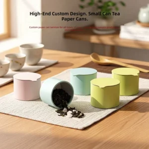 Custom Mini Paper Tube Tea Canister Disposable Empty Tea Tin Portable Cardboard Packaging Container for Tea Brand OEM