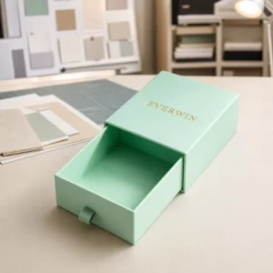Custom Mint Green Drawer Gift Box Rigid Packaging with Gold Foil Logo Ribbon Pullout Design for Jewelry Perfume Candle OEM ODM