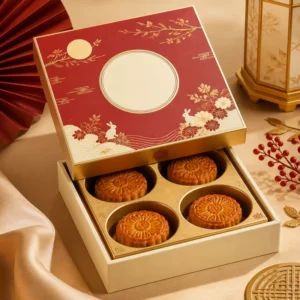 Custom Mooncake Paper Gift Box with Round Compartments for Festival Food Packaging