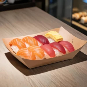 Custom Multi-Size Kraft Paper Disposable Boat-Shaped Food Trays and Serving Baskets for Fast Food, Takeout, and Catering