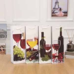 Custom New White Card and Kraft Paper Thickened Customizable Tote Bag Gift Bag for Red Wine Packaging