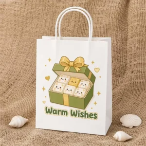 Custom ODM White Kraft Recycled Christmas-Themed Tote Bags