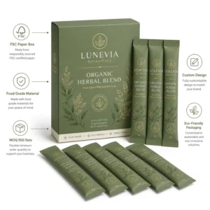 Custom Organic Herbal Blend Paper Folding Carton Box for Stick Sachets and Food Supplements