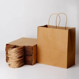 Custom Paper Bag Cardboard Paper Box Gift Shopping Bags Packaging Fast Food Takeaway Kraft Paper Bags with Handle