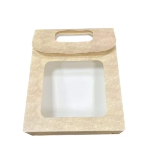 Custom Paper Bags Foldable Rectangle Transparent Window Kraft Paper Bag with Number Card Tip