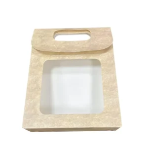 Custom Paper Bags Foldable Rectangle Transparent Window Kraft Paper Bag with Number Card Tip