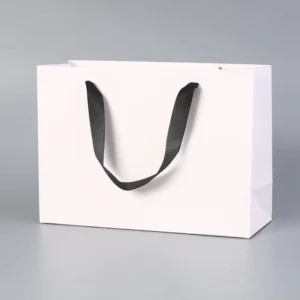 Custom Paper Bags White Cardboard Bag with Handle Luxury Gift Shopping Packaging Bulk Personalized Logo Printed