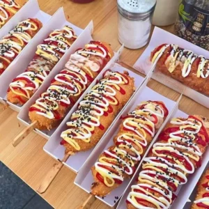 Custom Paper Hot Dog Tray for Korean Corn Dogs and Takeaway