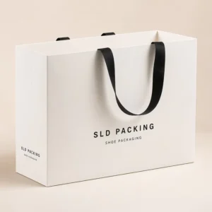 Custom Paper Shopping Bag with Ribbon Handle for Shoe Packaging, Manufacturer
