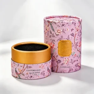Custom Paper Tube Packaging Eco Friendly Rigid Paper Tube with Floral Print for Perfume Fragrance Packaging