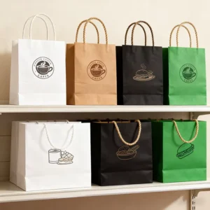 Custom Personalized Luxury Restaurant Takeaway Bags, Brown Kraft Paper Food Packaging