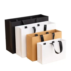 Custom Personalized Printed Logo Luxury Reusable Shopping Gift Jewelry Shopping Cosmetics Paper Bag With Handles