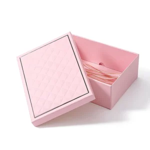 Custom Pink Foldable Lid and Base Gift Box With Insert for Clothing, Shoes, and Cosmetics