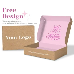 Custom Pink Kraft Paper Corrugated Clothing Shipping Box with Logo