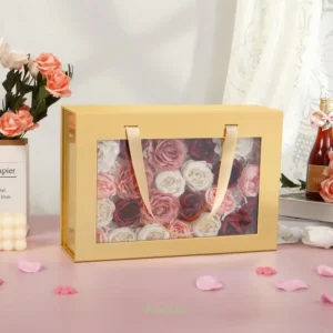 Custom Portable Paperboard Magnetic Folding Gift Box with Window and Handle
