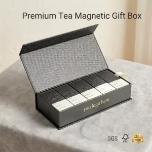 Custom Portable Rigid Two-tone Multi-compartment Tea Gift Box