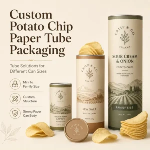 Custom Potato Chip Paper Tube Round Cardboard Canister for Mini to Family Size Snacks Custom Structure