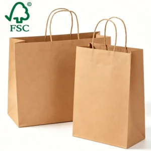 Custom Print Recycled Brown Kraft Paper Bag Takeaway Food Grade Eco Friendly Paper Bags for Restaurant Delivery