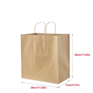 Custom Printed Biodegradable Brown Kraft Paper Shopping Bag 11.02×5.91×11.02 in for Clothing Gift Candle