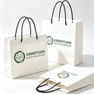 Custom Printed Biodegradable Brown Recycled Kraft Paper Takeaway Grocery Shopping Bags