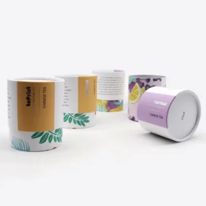 Custom Printed Biodegradable Cardboard Tea Canister and Gift Tubes for Loose Tea, Perfume and Lipstick