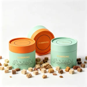 Custom Printed Biodegradable Cylindrical Box Food Grade Pet Snack Container for Dog Chews