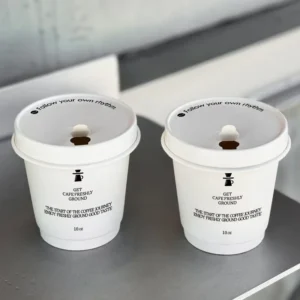 Custom Printed Biodegradable Double-Wall Kraft Paper Coffee Cups, Embossed, With Lids, For Takeaway Hot Coffee