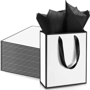 Custom Printed Biodegradable Durable White Card Paper Bags for Business, Gifts, and Daily Use